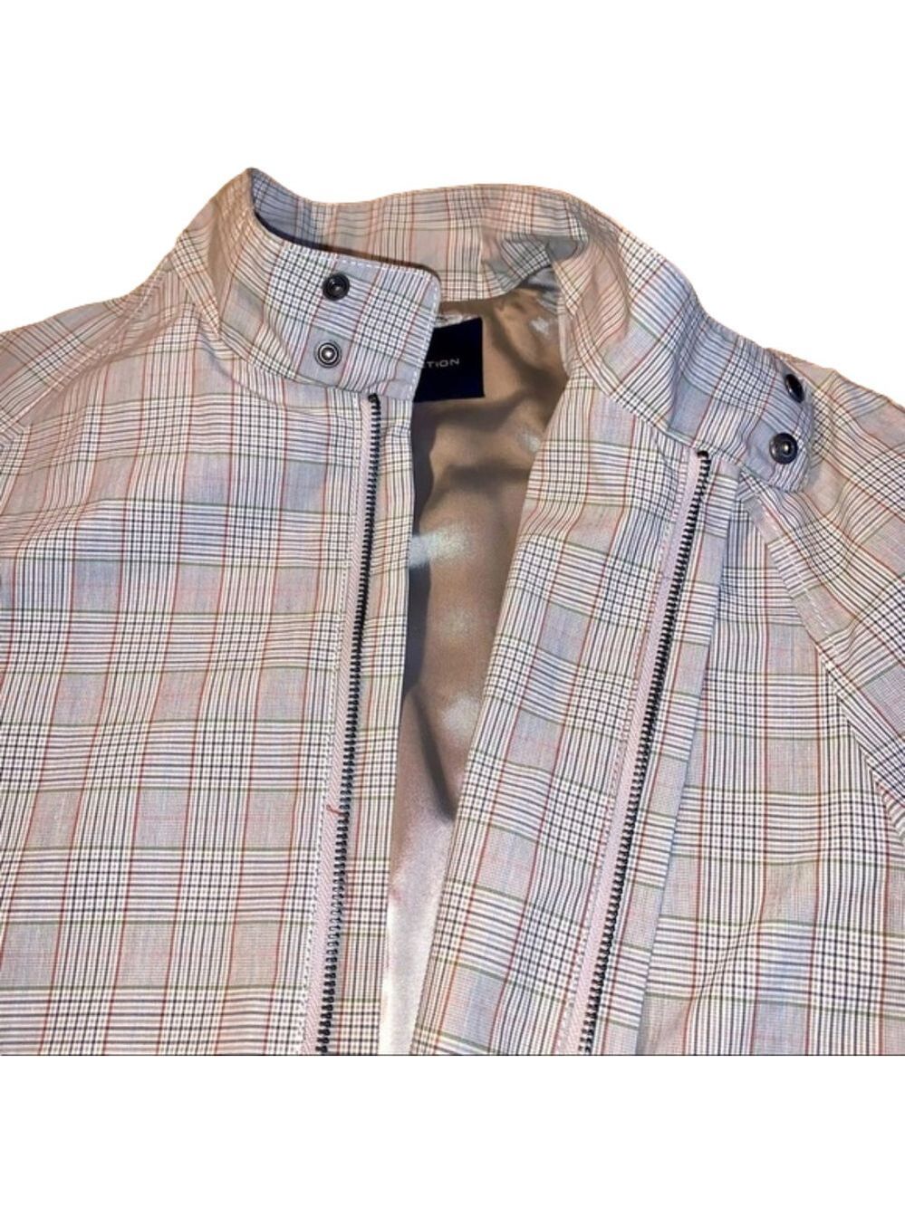 NWT French Connection Vintage Retro Mens Plaid Lined Golf Jacket Zip Front Coat - Picture 3 of 10